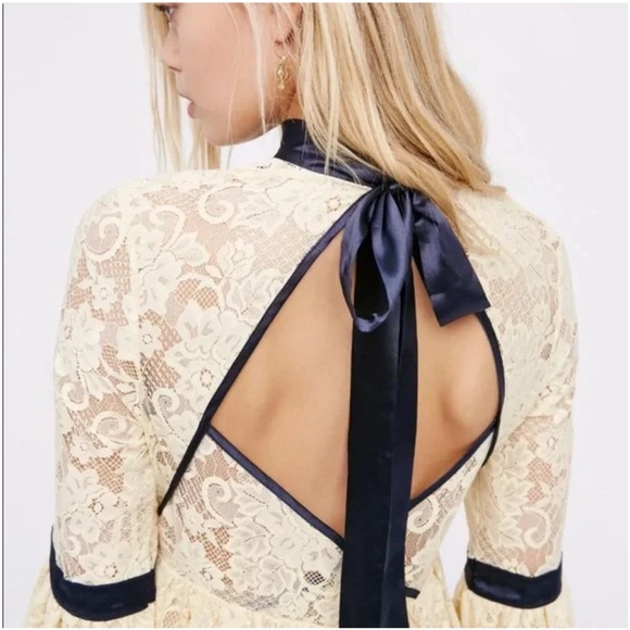 Free People Gilded Lace Fit and Flare Mini Dress Sz M - Picture 3 of 15